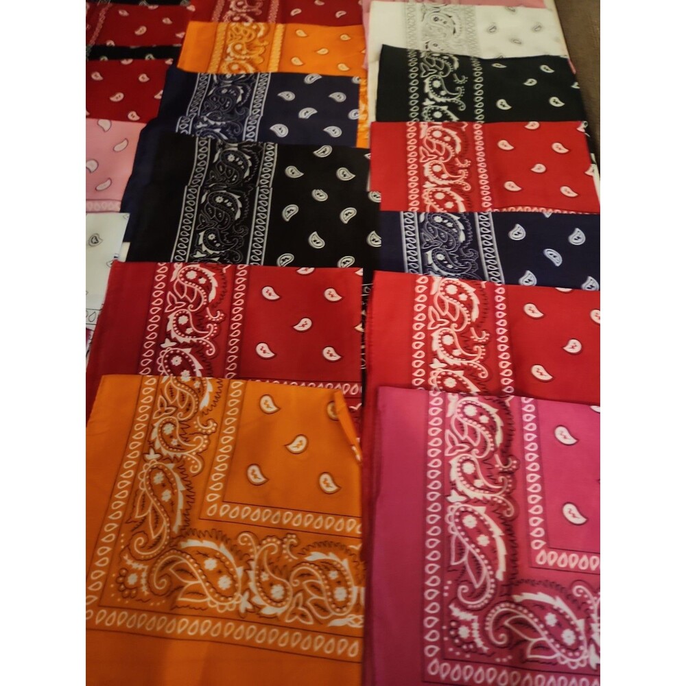24 pack bandana headscarves square paisley cotton various colors NEW